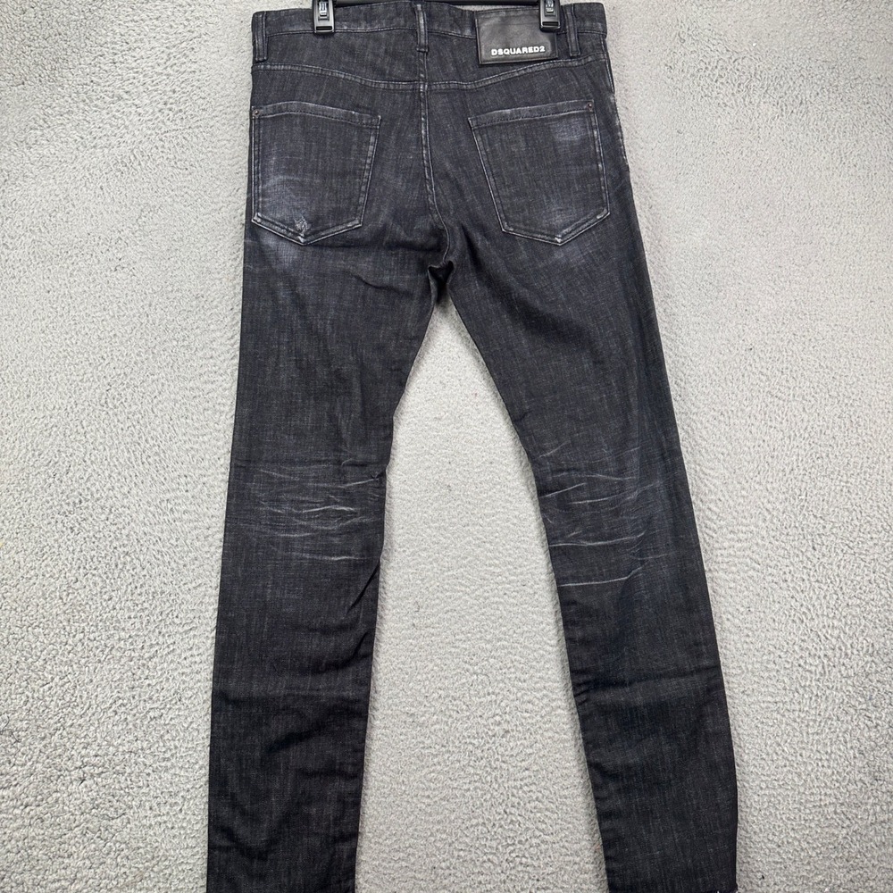 Dsquared2 Cool Guy Men Slim Jeans 48 Black Distressed Dark Wash Button Fly Denim
